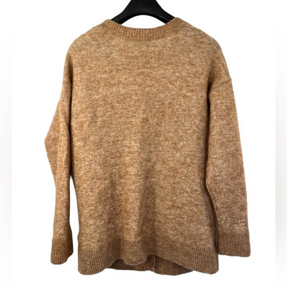 & Other Stories tan wool mohair blend button front cardigan, pockets, small - Picture 2 of 7